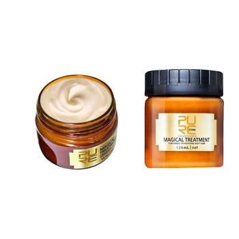 

PURC 2 Bottle ical Treatment Hair Mask Nutrition Infusing Masque for 5 Seconds Repairs Hair Dae, 120Ml & 60Ml