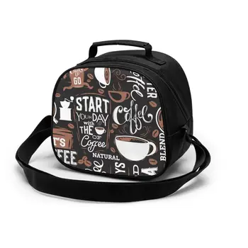 

Coffee Illustration Cooler Lunch Box Portable Insulated Lunch Bag Kids Thermal Food Picnic Lunch Bag