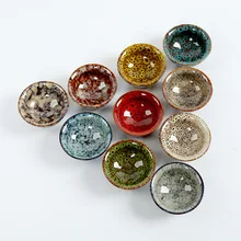 Павлин Красочные чашки чайный набор, чашки Коническая Шляпа чашка Temmoku глазури Yohen красочные трансмутации Глазурованный фарфор Чай кружка, керамическая кружка