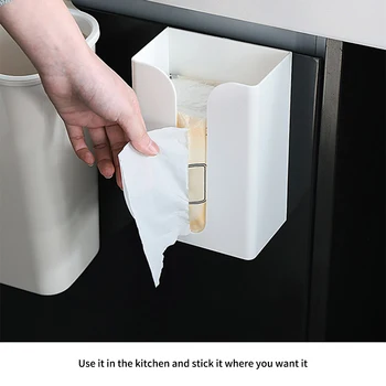 

Multifunctional Desk Facial Tissue Holder Napkin Box Bathroom Wall-Mounted Tissue Box Kitchen Self-Adhesive Paper Tray