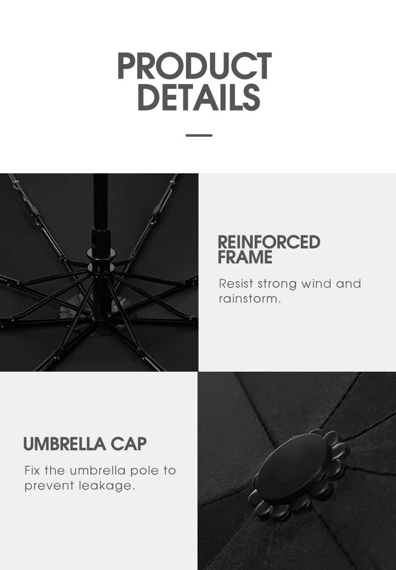 Fully Automatic 8 Bones Folding Women Umbrella Light Portable Large Windproof Rain Business Umbrella Gift Parasol Men Children