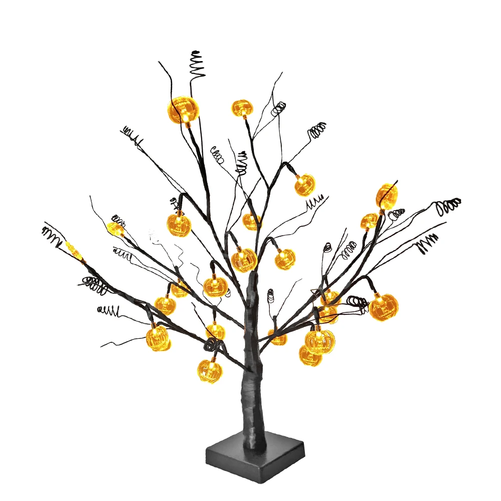 

Halloween Night Lamp 24 LEDS Pumpkin tree lights Battery Twig Decorative Holiday Lighting Table Simulation Lampara for Festival