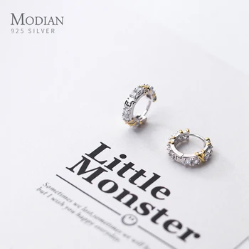 

Modian Classic 100% 925 Sterling Silver Cubic Zirconia Hoop Earrings for Women Tiny Ear Hoops Fashion Wedding Statement Jewelry