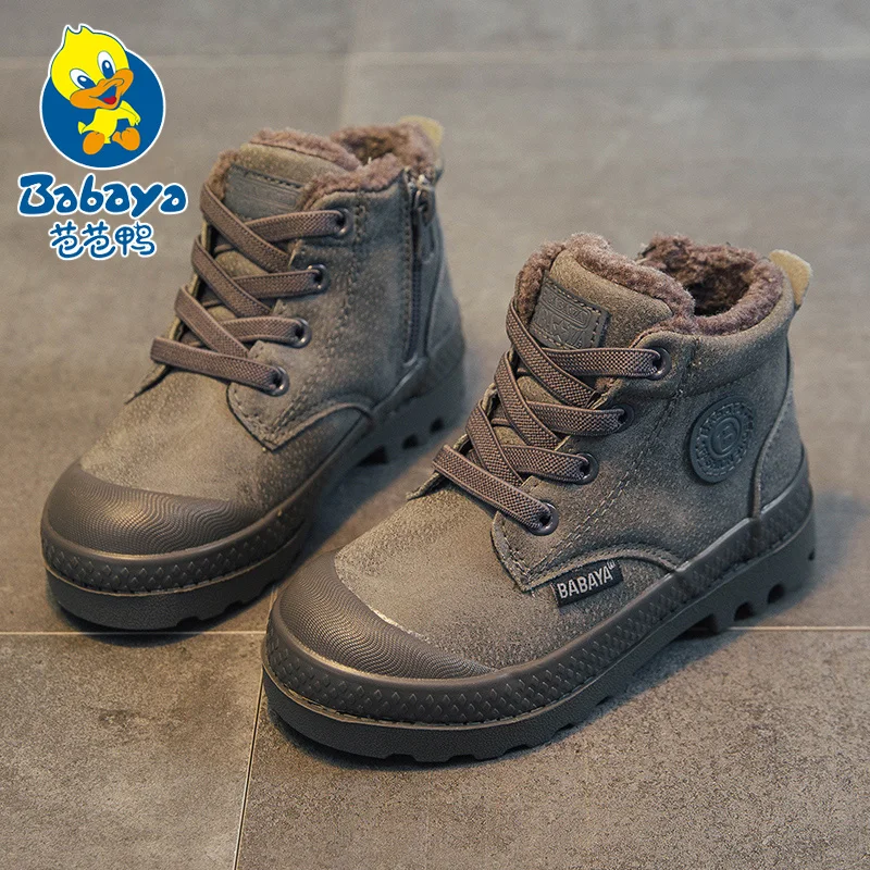 Boy Boots Winter shoes Kid Snow Boot Sport Children Shoes For Boy Sneaker Warm Fur Ankle Fashion Leather toddler Shoe waterproof