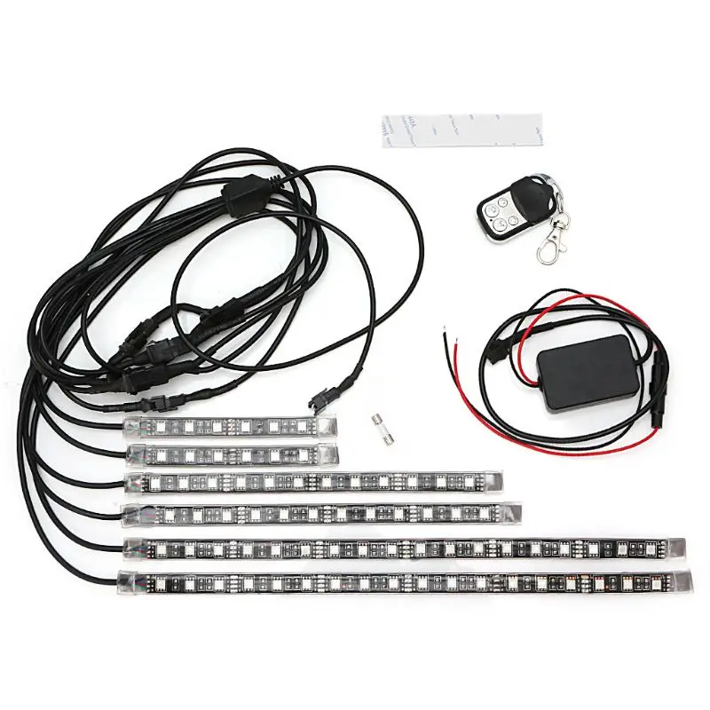 6 Pcs 5050 SMD Strip Flexible RGB Flashing Light LED Remote Control Motorcycle