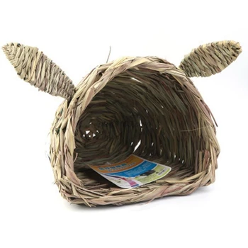 

Comfort Warmth Pet Rabbit Folding Woven Grass House for Laying or Sleeping Edible Chew Home Multi-Utility Toy for Small Animals