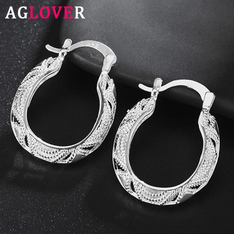 AGLOVER-pendientes de aro de flor hueca Retro para mujer, de Plata de Ley 925 de 30mm, joyería para fiesta y boda, regalos al por mayor