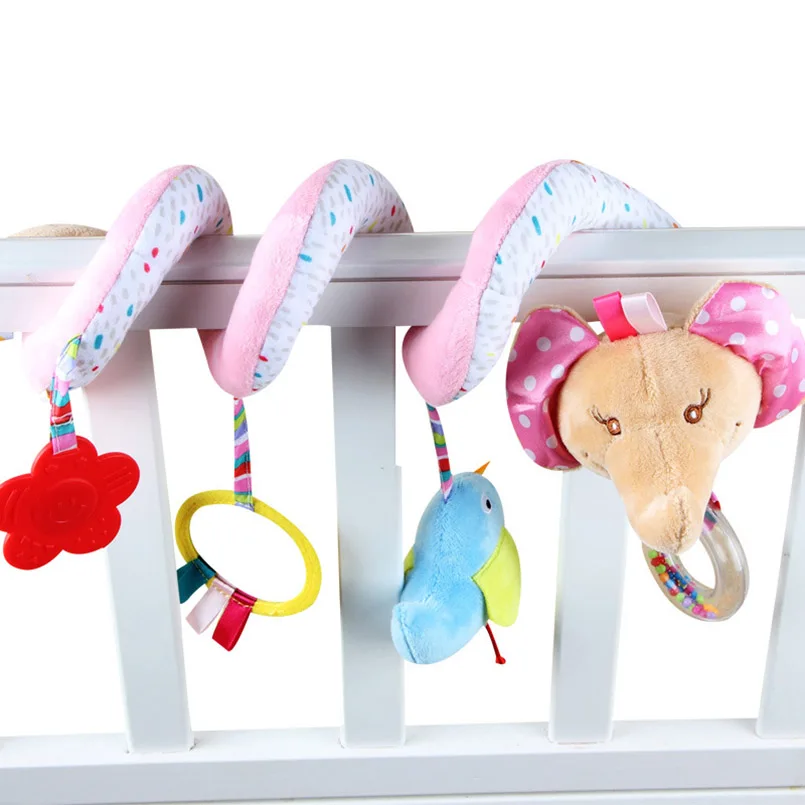 Мягкие детские игрушки 0-12 месяцев Музыкальная подвеска на коляску кроватку спиральная детская сенсорная развивающая игрушка для погремушки для новорожденного ребенка кровать колокольчик - Цвет: Elephant Spiral
