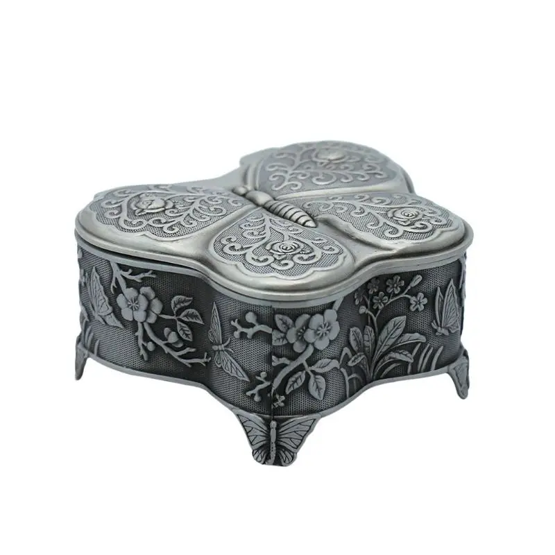 

Vintage Metal Jewelry Box Treasure Trinket,Ring Earrings Necklace Keepsake Gift U50C