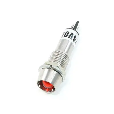 

Silver Tone 8mm Thread Metal Case Red Light Signal Indicator Lamp DC 24V