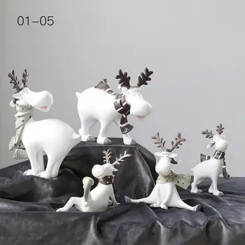 

Ornaments Christmas Deer Figurines Christmas Set Decorations Christmas Deer For New Year Home Decoration Toys Resin Figurines