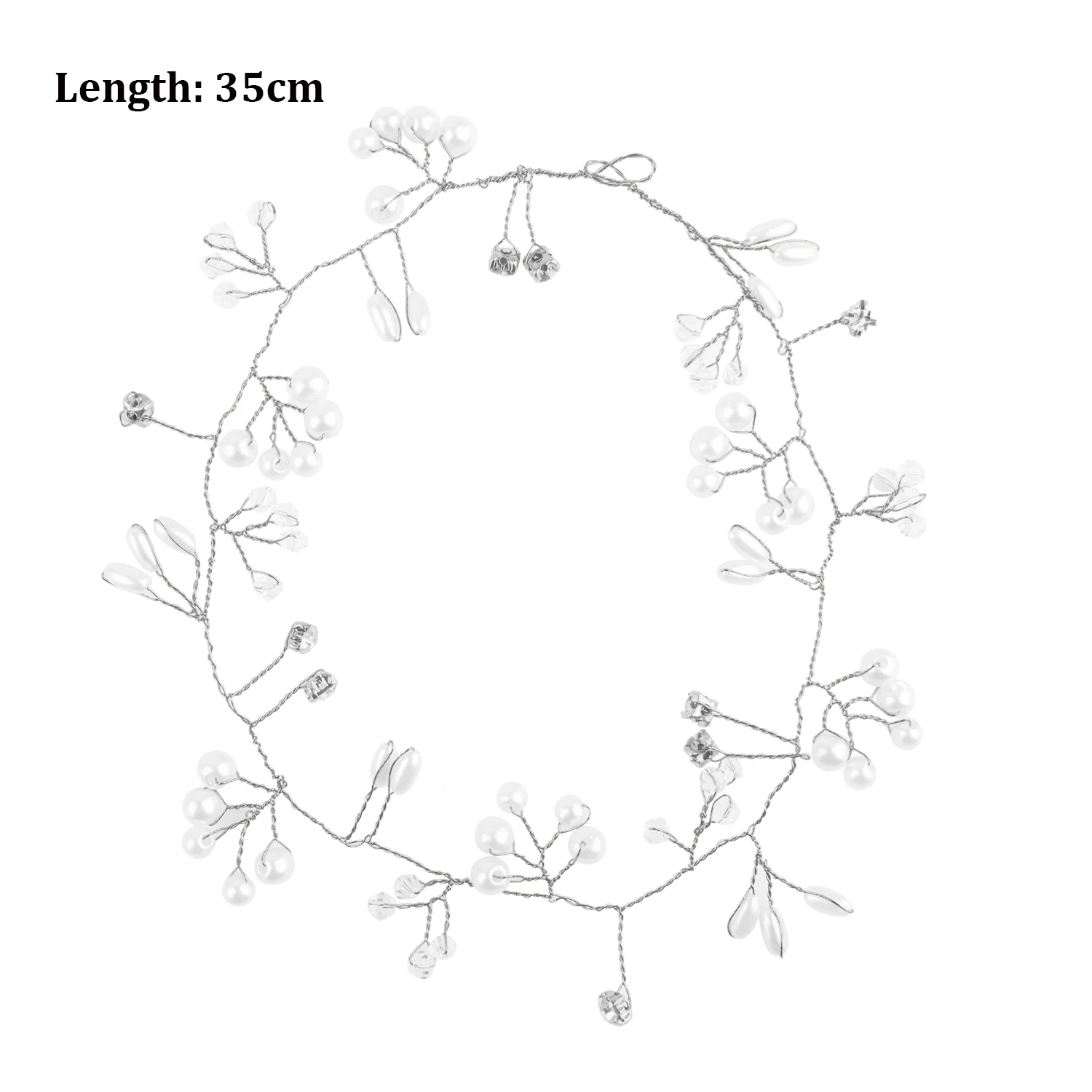 Silver 35cm tiaras 35 см Кристалл Искусственный жемчуг свадебные тиары для волос Корона головной убор шпильки невесты Жемчуг Свадебные аксессуары для волос ювелирные изделия - Окраска металла: Silver 35cm tiaras