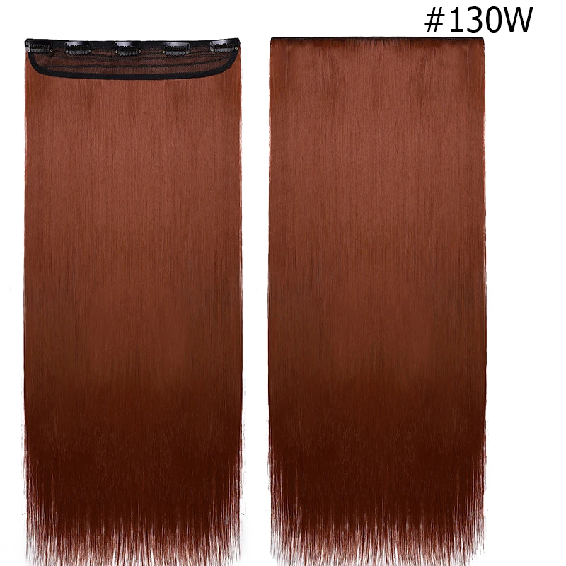 Snoilite, длинные прямые накладные волосы на заколках, синтетические волосы, 5 зажимов, цельные термостойкие накладные волосы для женщин - Цвет: brownish red