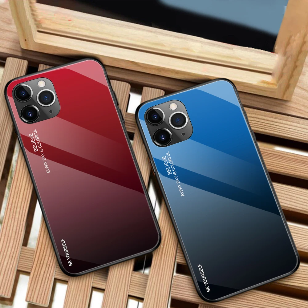 Градиентный чехол из закаленного стекла для iPhone 11 Pro Max X XR XS 6S 7 8 Plus роскошный