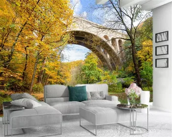 

3d Home Wallpaper Beautiful Forest Park Arched Bridge Beautiful Landscape Atmospheric Interior Decoration Wallpaper
