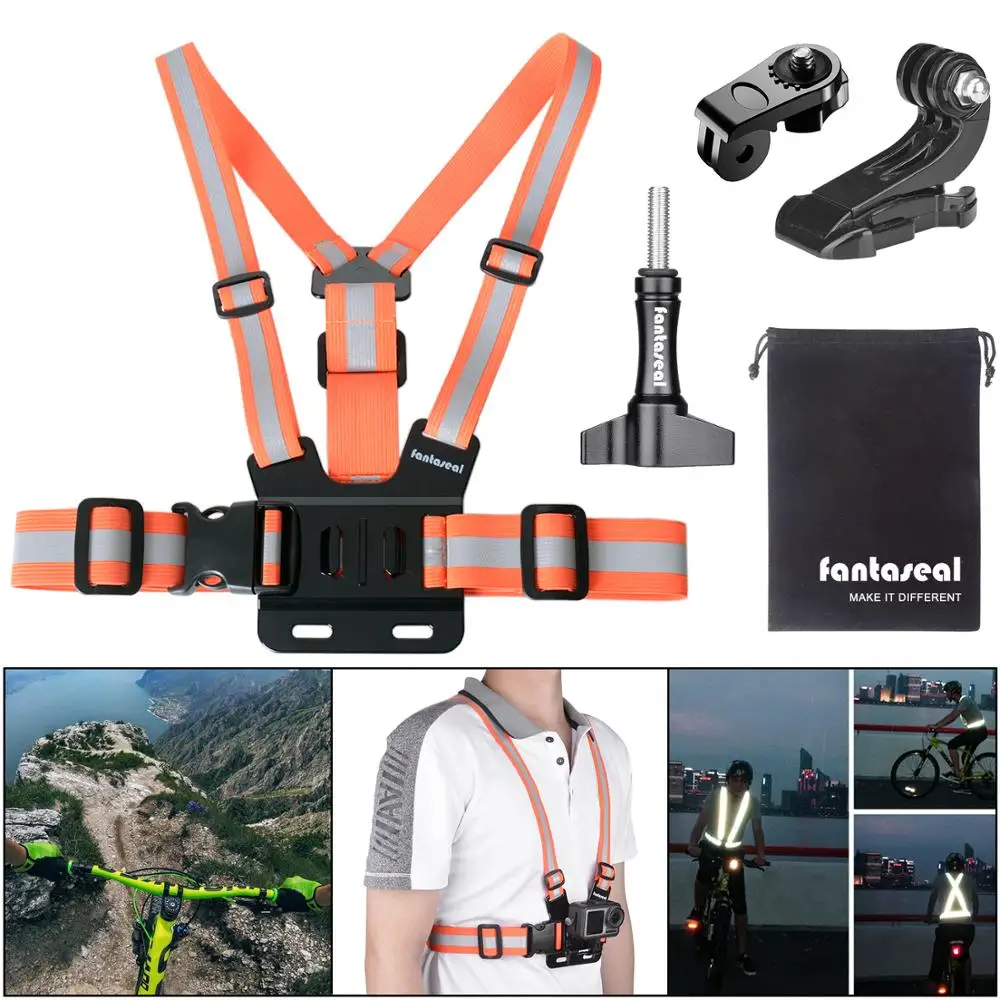 

Safety Bicycle Reflective Strip Chest Mount Harness Holder Kit Adjustable Elastic Strap for DJI OSMO Action Camera Accessories