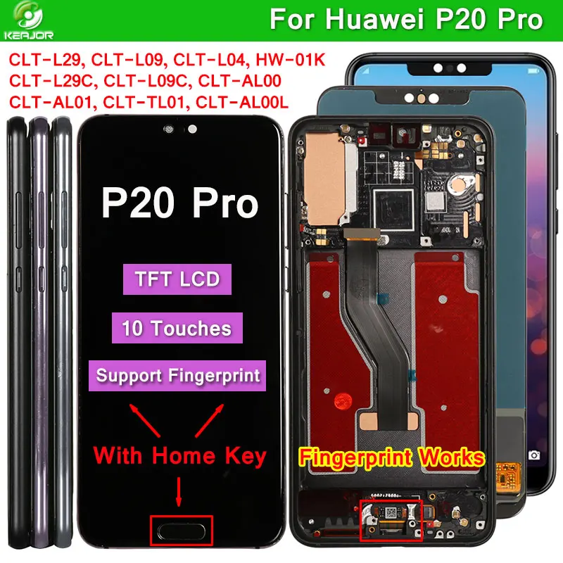 Display For Huawei P20 Pro LCD 10 Touches Screen Replacement Support Fingerprint P 20 CLT-L09 L29 L04 AL01 | Мобильные телефоны и