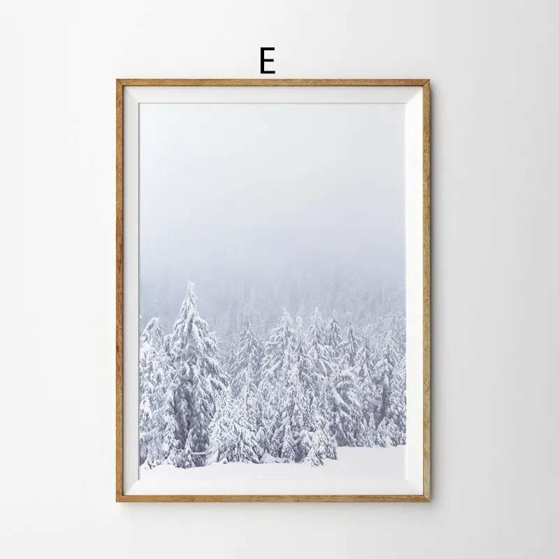 Плакат на холсте с изображением снежного оленя и дерева, настенная живопись, настенные картины для гостиной, Современный домашний декор, Рождественское украшение, живопись - Цвет: E
