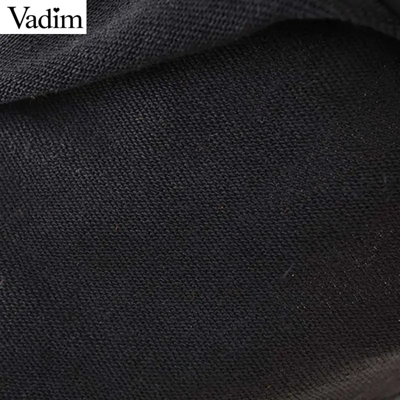 Vadim женские черные свитшоты в стиле пэчворк с оборками с длинными рукавами и круглым вырезом комбинированные пуловеры женские стильные повседневные топы HA488