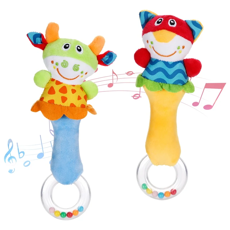 2 шт./компл. Детские ручная палка с прозрачным кольцо Прорезыватель для зубов Тип погремушка с колокольчиком развития игрушки высокое качество детские игрушки