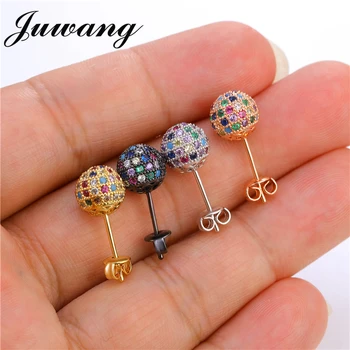 JUWANG Rhinestone Stud Earrings For Women Aretes De Acero Inoxidable Para Mujer Earings Fashion Jewelry Aretes De Mujer