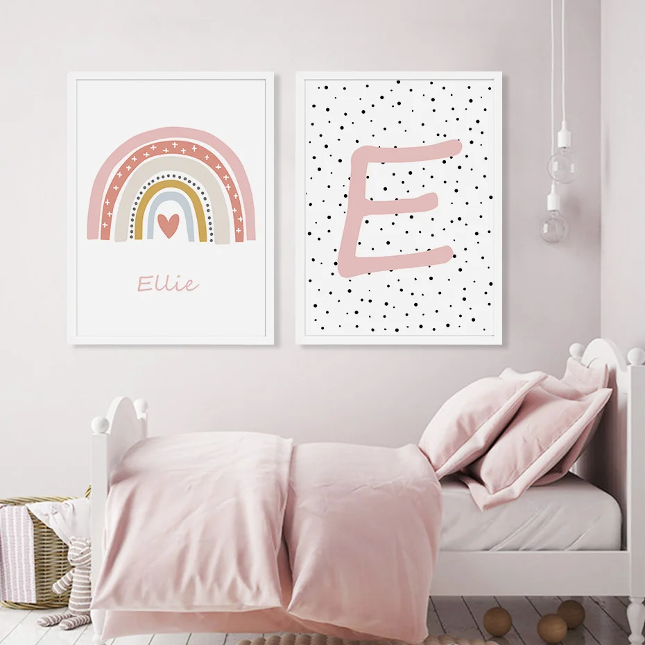 Póster personalizado con nombre para Baby Shower, pintura en lienzo para  niña, arte de pared, imagen, decoración de habitación, regalo personalizado,  impresión - AliExpress