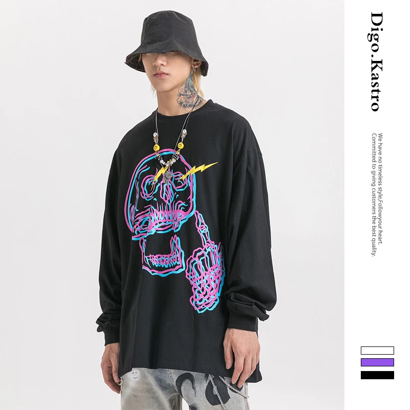 

2019 Original Skull Men Sweatshirt 3D Pattern Erect Middle Finger Print Hoodies Streetwear Spoof Long Sleeve Hoodless Hoodie