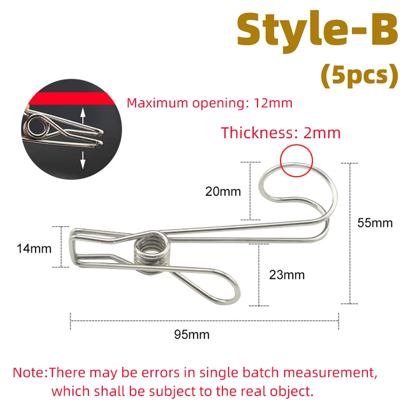 5/8pcs Multipurpose Stainless Steel Clips Clothes Pins Pegs Holders Clothing Clamps Sealing Clip Household Clothespin 5