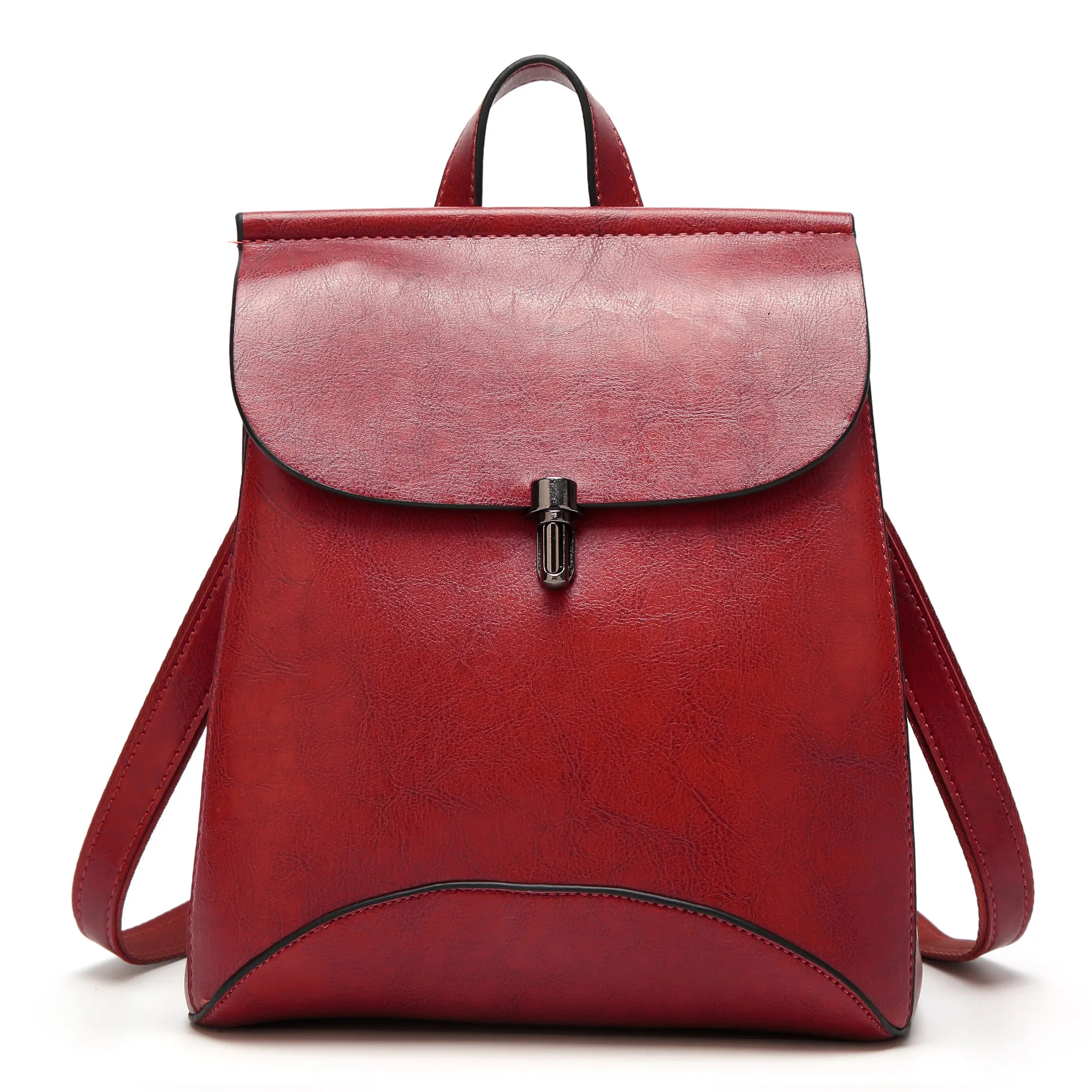 Красный Mochila de moda mujer mochilas de cuero para jóvenes de alta calidad para adolescentes mochila de hombro escolar para nivienas - Цвет: Красный