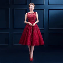 Новое поступление, недорогие Короткие вечерние платья трапециевидной формы с блестками и аппликацией, красное платье без рукавов для выпускного вечера
