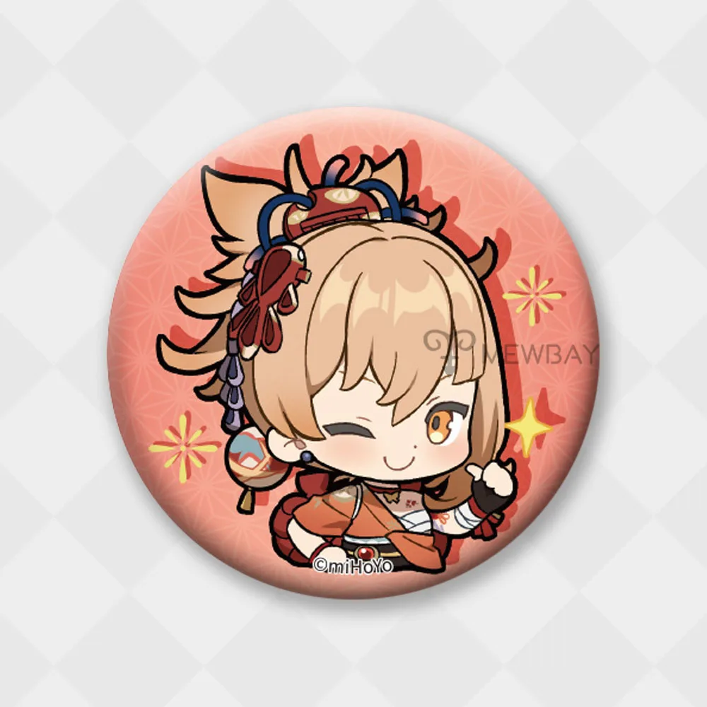 Genshin Impact Badge Chibi Brooch Kazuha Yoimiya Ayaka Xiao Zhongli Hutao Tartaglia Yanfei Ganyu Venti Albedo Pin Decor Gifts