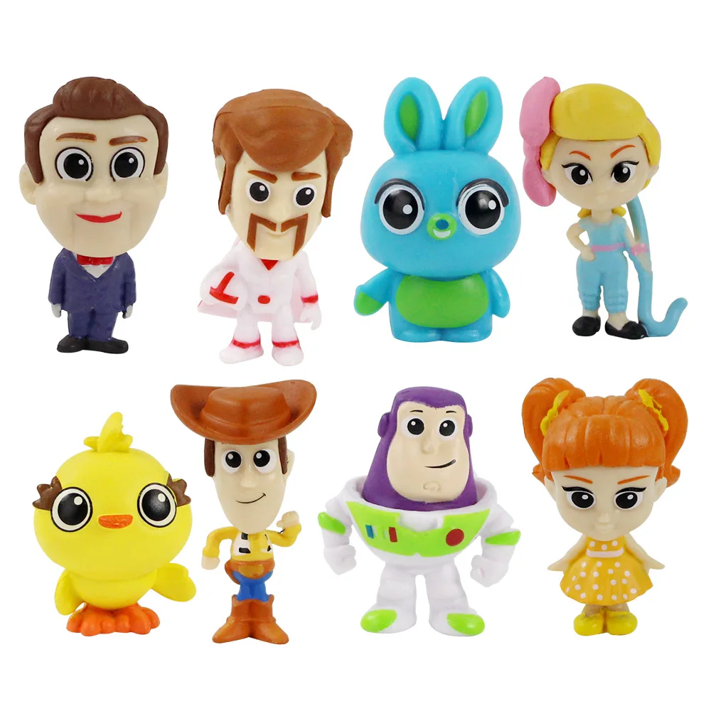 8pcs opp bag 8 шт./компл. 3-5 см История игрушек 4 Базз Лайтер Вуди и Джесси лотсо бульдозер милые мини фигурки кукол для подарка - Цвет: 8pcs opp bag