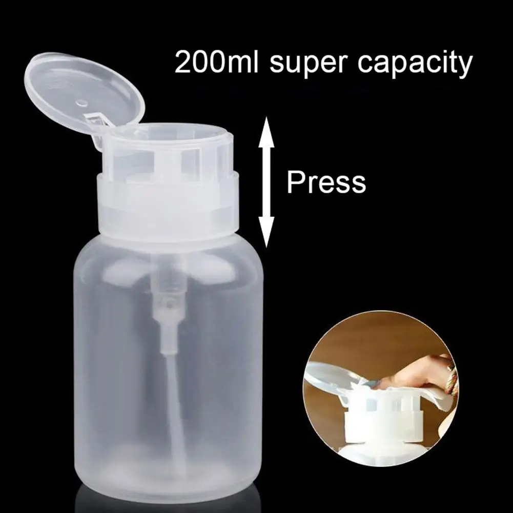 

1pcs 200ml Empty Plastic Nail Polish Remover Alcohol Liquid Press Pumping Dispenser Bottle Nail Art UV Gel Cleaner