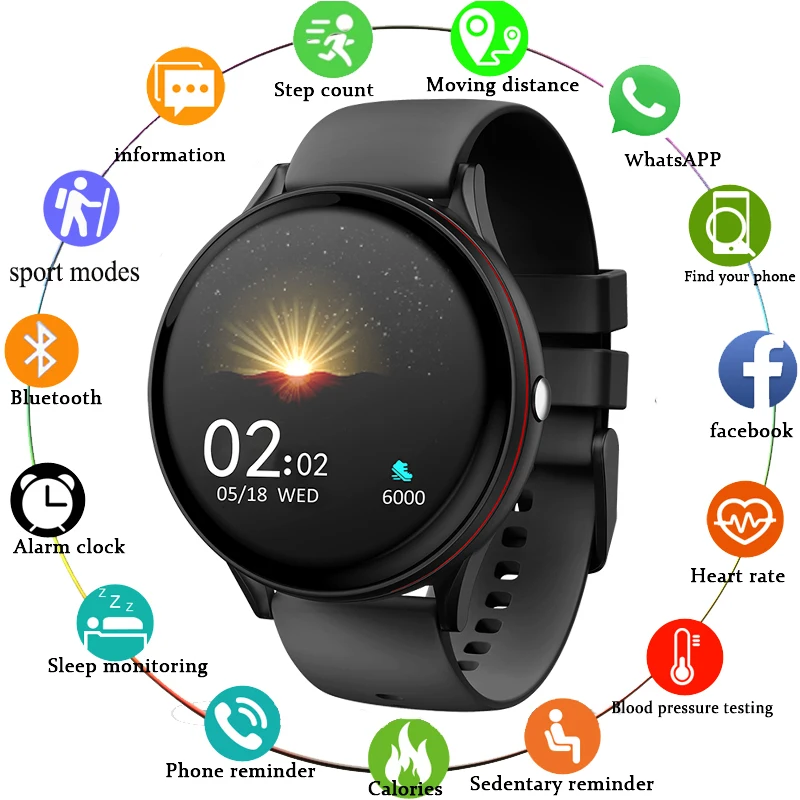 LIGE New Color All Screen Smart Watch Women men Multifunctional Sport Heart Rate Blood Pressure IP67 Waterproof Smartwatch