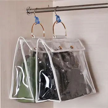 

Creative Hanging Handbag Organizer For Wardrobe Closet Transparent Storage Bag Door Wall Clear Sundry Shoe Bag With Hanger Pouch