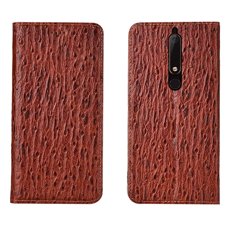 

Ostrich Pattern Genuine Leather Ultra Thin Card Slot Case For Nokia 6 2018/Nokia 6/Nokia 6.1 Plus Magnetic Case Standing Cover