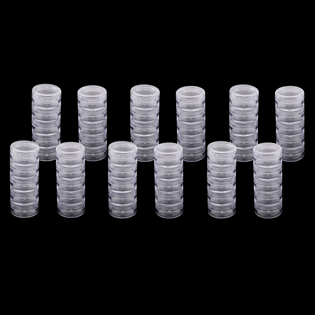 12Set 5 Stackable Clear Screw Top Jar Storage Containers Craft Jewelry Bead Box