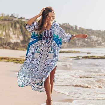 

Plus size Cotton Beach Cover up Cardigan Summer Pareos Para Playa Women Beach wear Bikini cover up Robe de Plage Dress