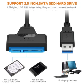 

Drive-free USB 3.0 To Sata Adapter Converter Cable 22pin Sata To USB 3.0 Adapters For 2.5" Sata HDD SSD Data Transfer