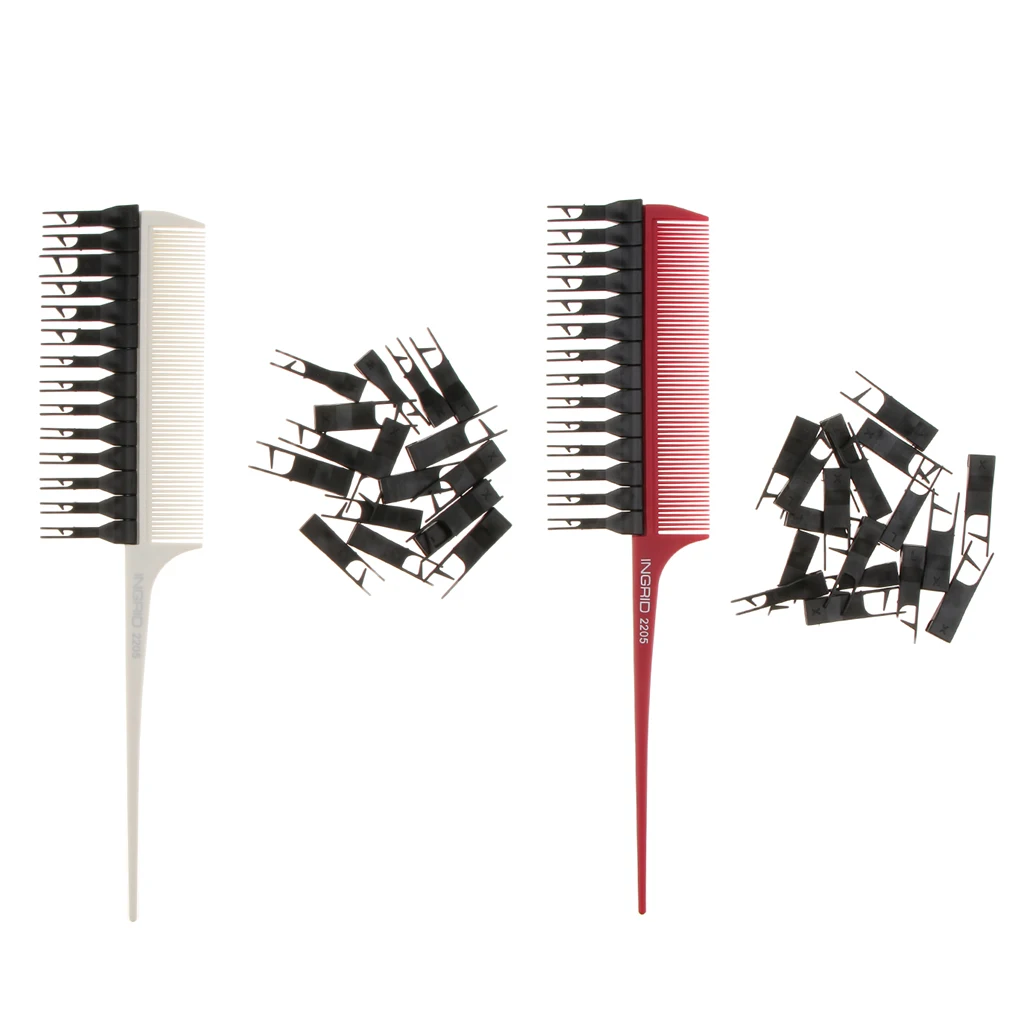 Hair Dyeing Comb Sectioning Highlight Comb Weaving Cutting Brush Salon Hair Coloring Styling Tool with Replace Pins