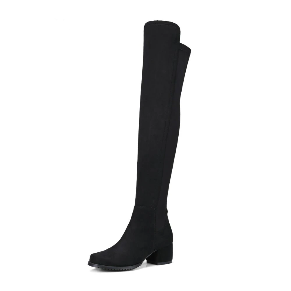 black stretch boots knee high
