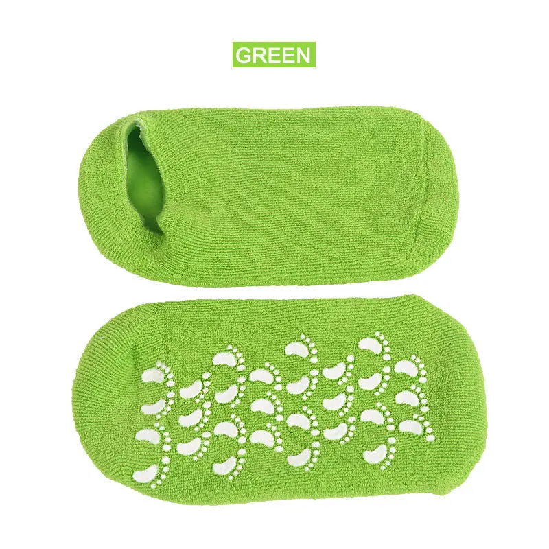 GREEN Гелевые спа-носки увлажняющие носки для ремонта и смягчения сухой для ступней с трещинами кожи с подкладкой эфирные масла и Нескользящие точки 2 шт - Цвет: GREEN