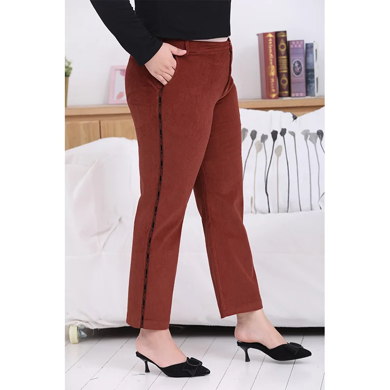 autumn winter plus size pants for women loose casual large elastic waist thick straight long trousers 3XL 4XL 5XL 6XL 7XL