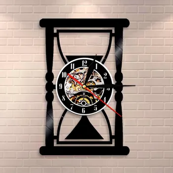

Hoursglass Wall Art Time Clock Hanging Sandglass Wall Decor Vinyl Record Wall Clock Decorative Timer Wall Watch Vintage Clock
