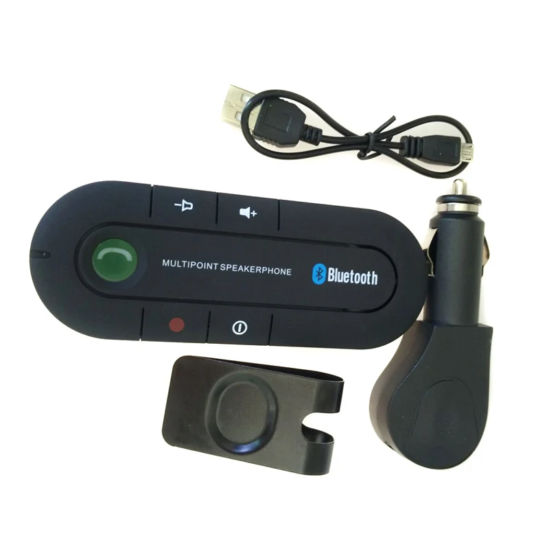 Автомобильный Bluetooth громкой связи автомобильный комплект беспроводной Bluetooth спикер телефон MP3 музыкальный плеер Солнцезащитный козырек клип динамик телефон с автомобильным зарядным устройством