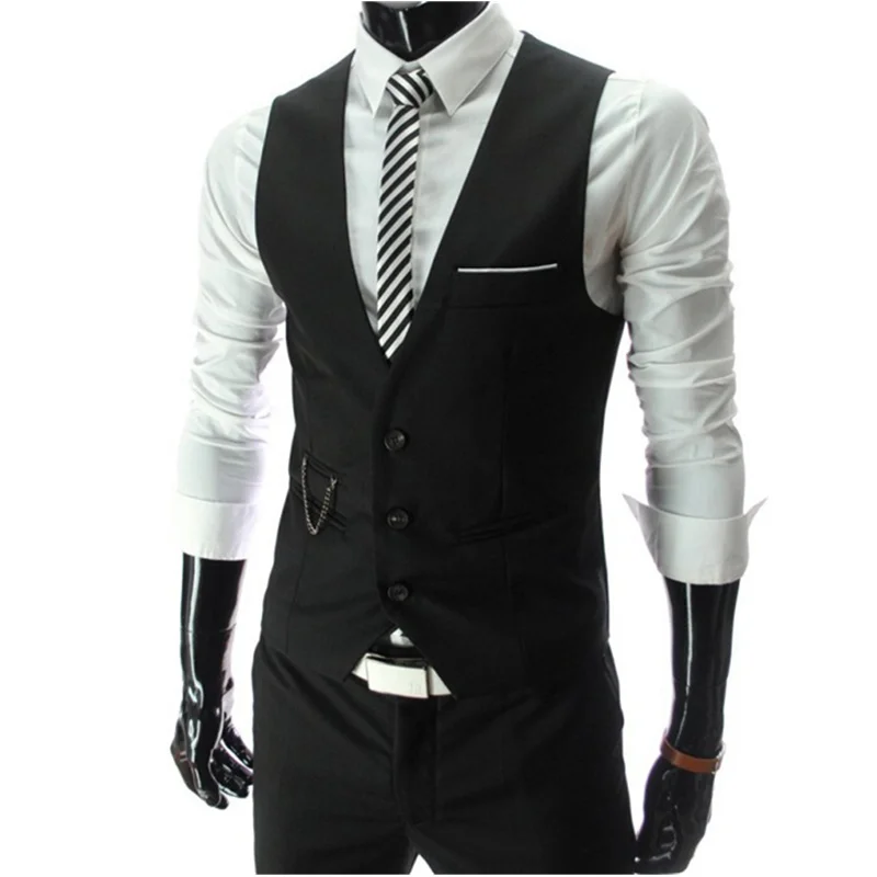 

2019 New Arrival Dress Vests For Men Slim Fit Mens Suit Vest Male Waistcoat Gilet Homme Casual Sleeveless Formal Business Jacket