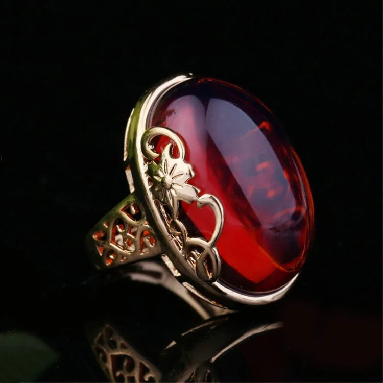 S925 чистое серебряное кольцо натуральный ярко-желтого цвета медовый воск Янтарное кольцо крови синий жемчужное кольцо из розового золота с рубином