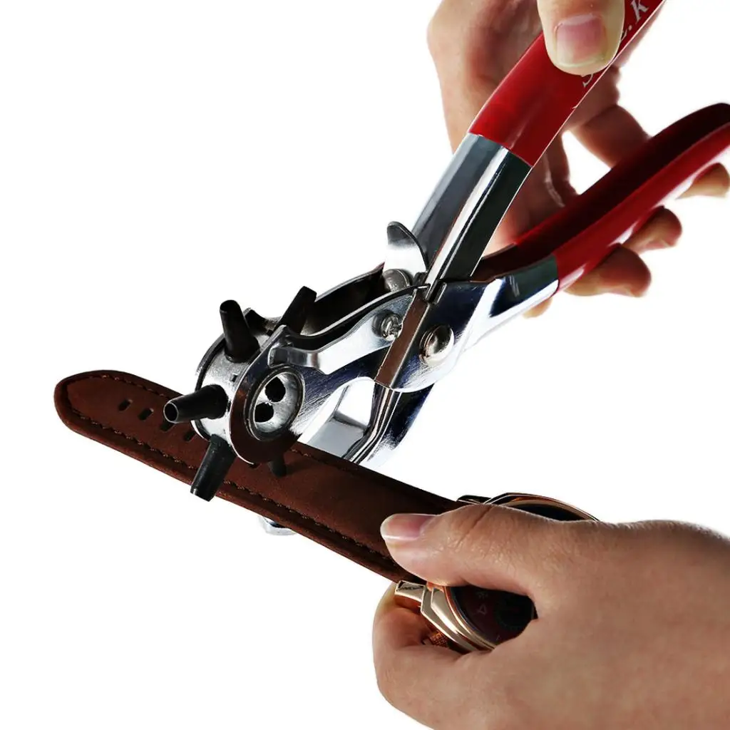 

Leather Hole Punch Revolving Punch Pliers Tools with 6 Hole Sizes for Belt