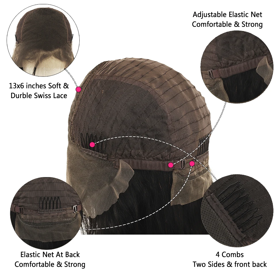 Прозрачный кружевной 13x6 фронта шнурка человеческих волос Парики 150 плотность бразильские натуральные длинные волосы remy темно части предварительно вырезанные