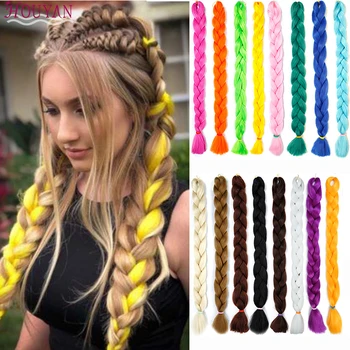 

HOUYAN Jumbo Braids Hairstyle Blue Pink Green 82" 165g/pack Synthetic Braiding Hair Extensions Jumbo Braids Hairstyle
